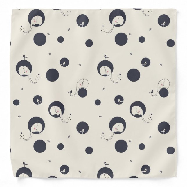 Shy Elephant Pattern Bandana (Front)