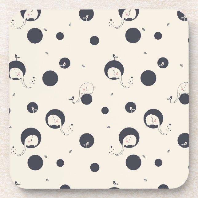 Shy Elephant Pattern Drink Coaster (Front)