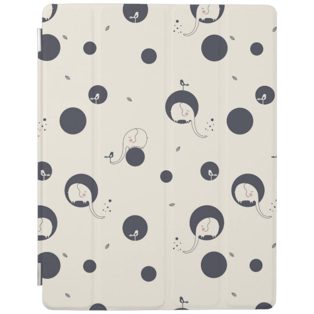 Shy Elephant Pattern iPad Smart Cover (Front)