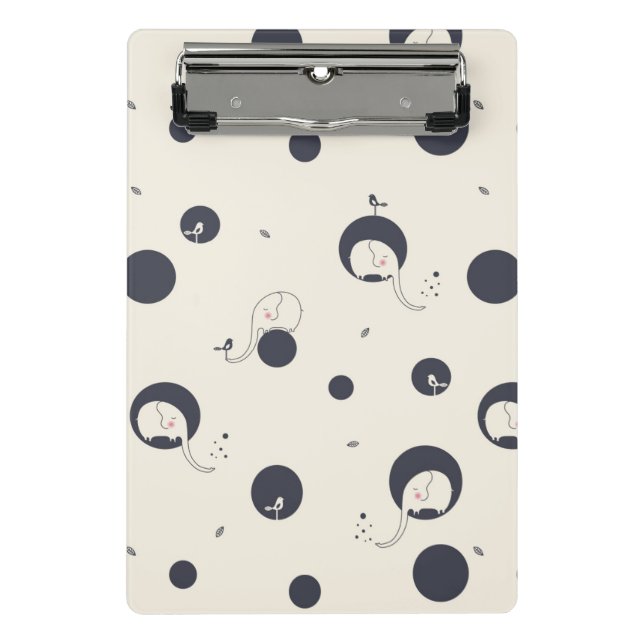 Shy Elephant Pattern Mini Clipboard (Front)