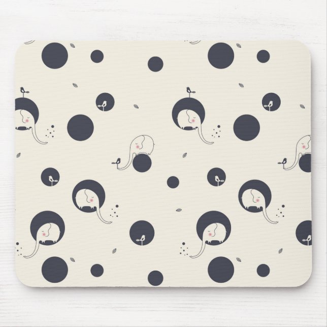 Shy Elephant Pattern Mouse Pad (Front)