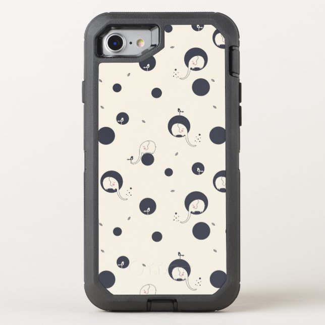 Shy Elephant Pattern Otterbox iPhone Case (Back)