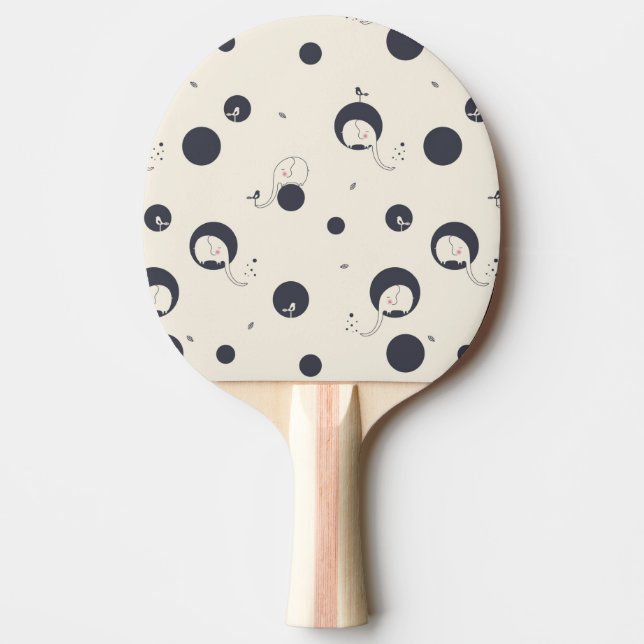 Shy Elephant Pattern Ping-Pong Paddle (Front)