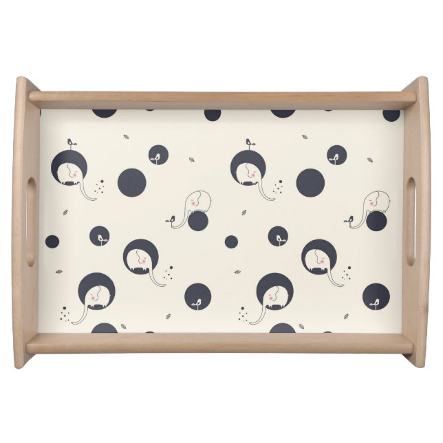 Shy Elephant Pattern Serving Tray (Front)