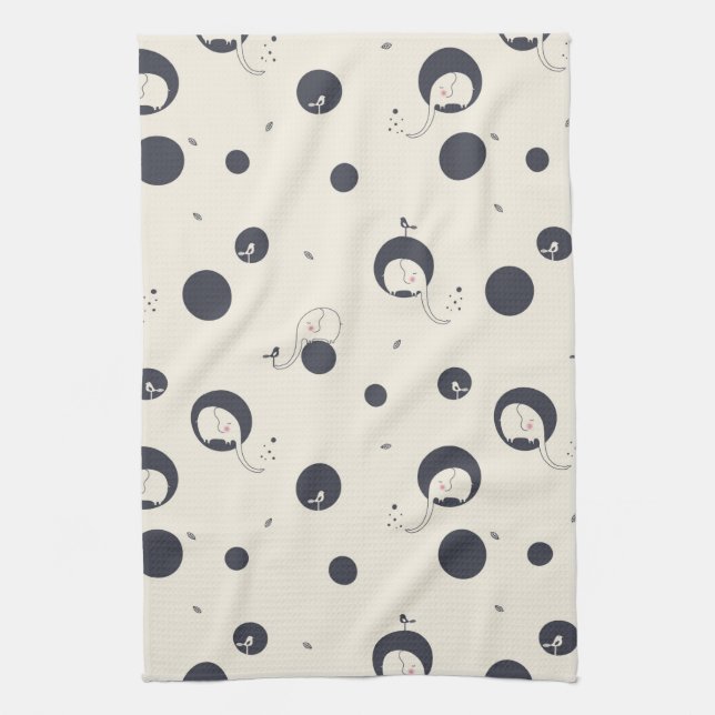 Shy Elephant Pattern Towel (Vertical)