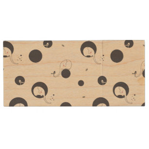 Shy Elephant Pattern Wood USB Flash Drive