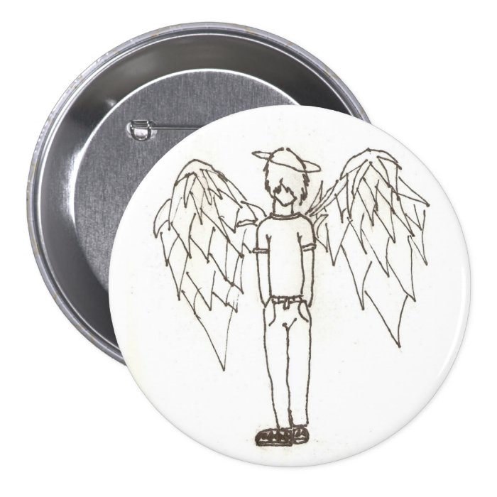 Shy Emo Angel Pinback Button