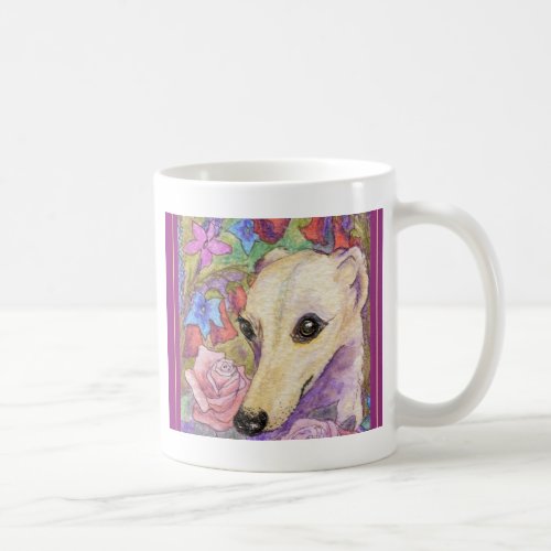 Shy Flower Whippet Coffee Mug