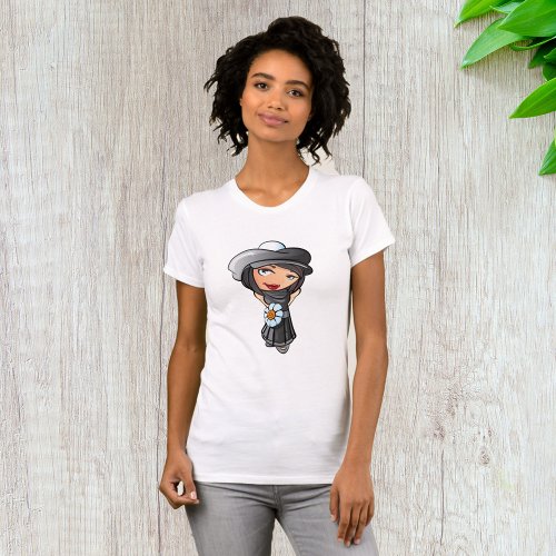 Shy French Girl Womens T_Shirt