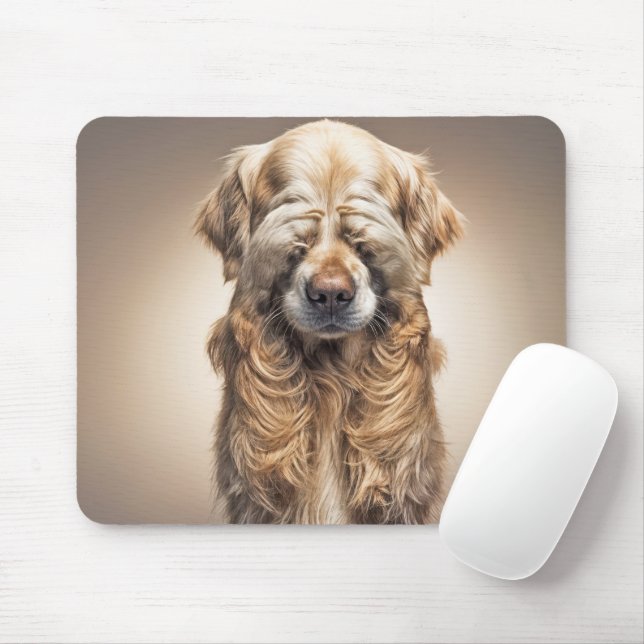 Shy Golden Retriever Mouse Pad (With Mouse)