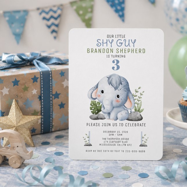 Shy Guy Elephant Birthday Invitation (Creator Uploaded)