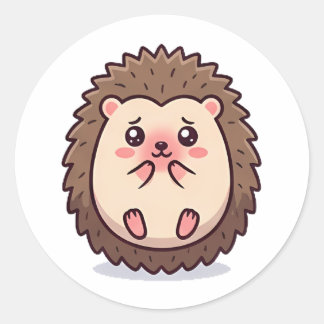 Shy Hedgehog Classic Round Sticker