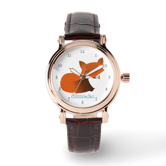 Shy Little Red Fox Personalized Watch (Front)