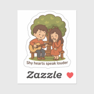 Shy Love Moment – Cute Couple Sticker