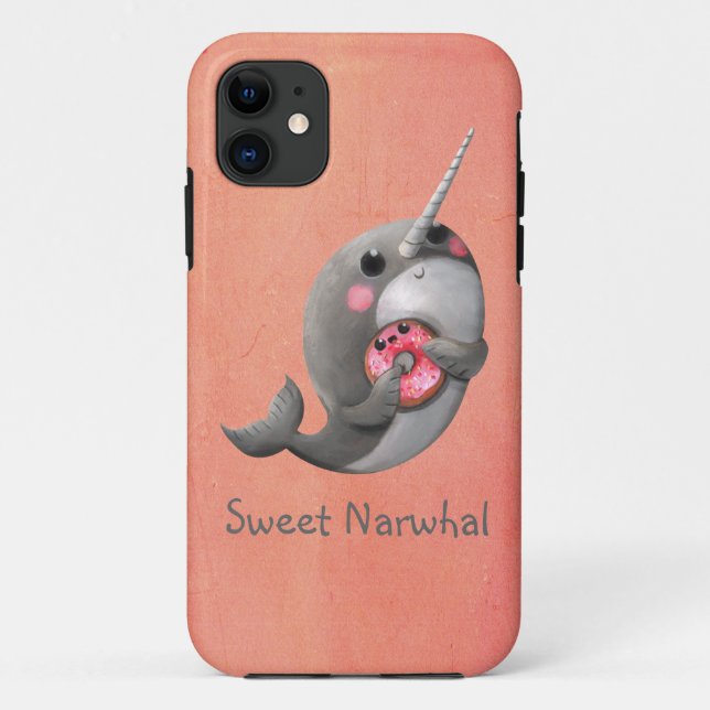 Shy Narwhal with Donut Case-Mate iPhone Case (Back)