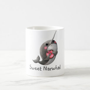 Shy Narwhal with Donut Coffee Mug