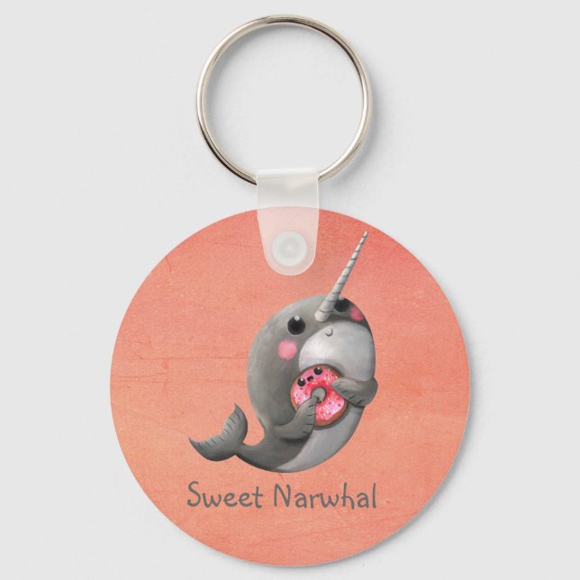 Shy Narwhal with Donut Keychain (Front)