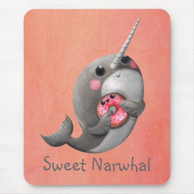 Shy Narwhal with Donut Mouse Pad (Front)