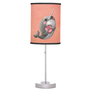 Shy Narwhal with Donut Table Lamp