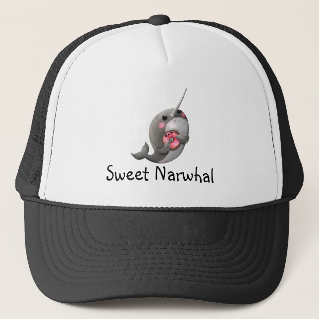 Shy Narwhal with Donut Trucker Hat (Front)