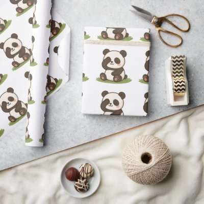 Shy Panda Moment Wrapping Paper