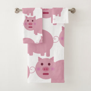 Shy Pink Pig Custom Bath Towel Set