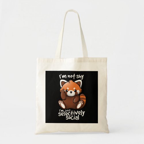 Shy red panda  tote bag