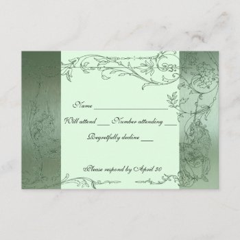 Shy Unicorn Green Metallic Rsvp With Envelopes by RiverJude at Zazzle