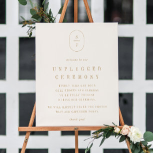 SHYLAH Cream Gold Wedding Unplugged Ceremony Sign