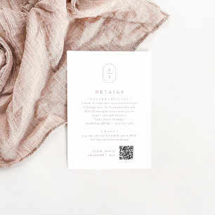 SHYLAH Dusty Rose Elegant Monogram Wedding Details Enclosure Card
