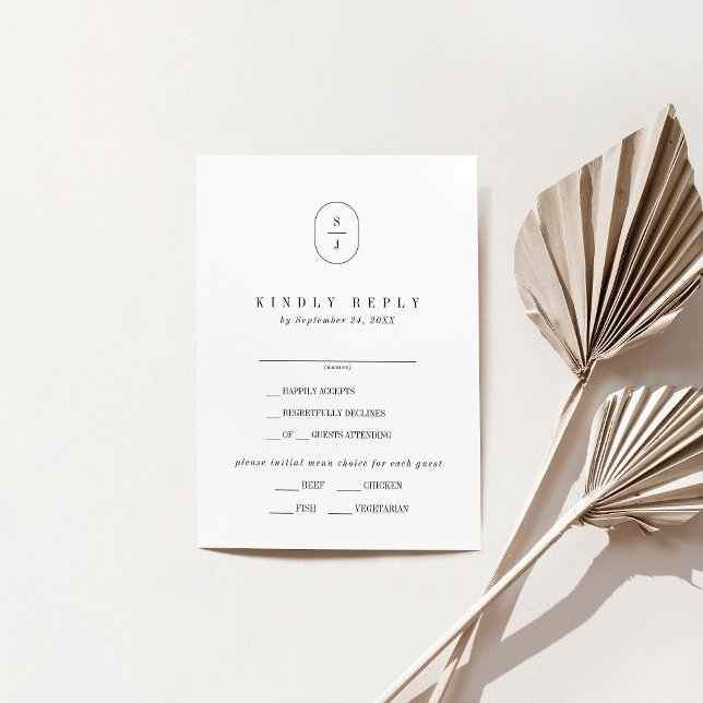SHYLAH Elegant Monogram Neutral Wedding RSVP Card (SHYLAH Elegant Monogram Neutral Wedding RSVP Card)