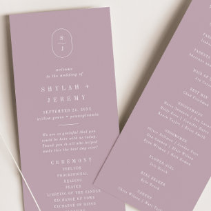 SHYLAH Mauve Lilac Simple Modern Purple Wedding Program