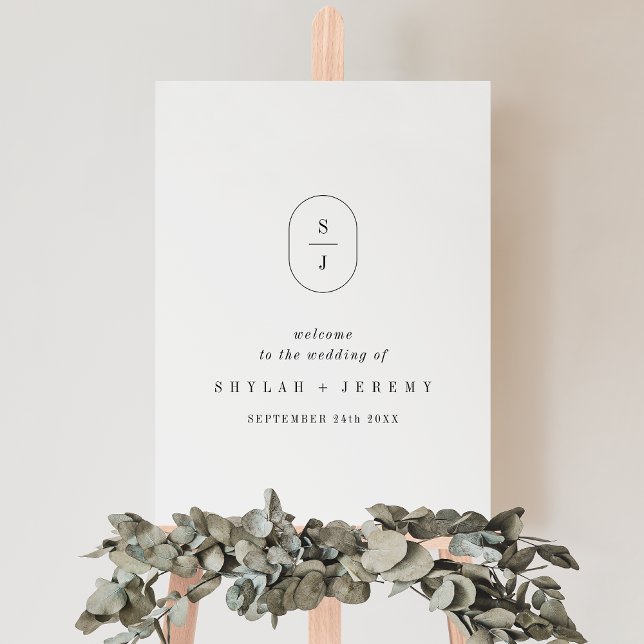 SHYLAH Monogram Black White Wedding Welcome Sign (SHYLAH Monogram Black White Wedding Welcome Sign)