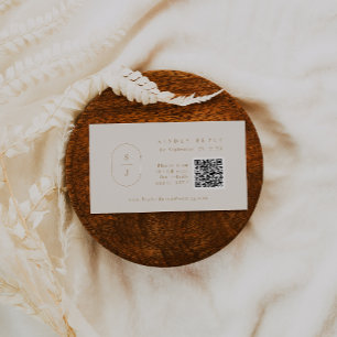 SHYLAH QR Code Gold Cream Boho Wedding RSVP Cards