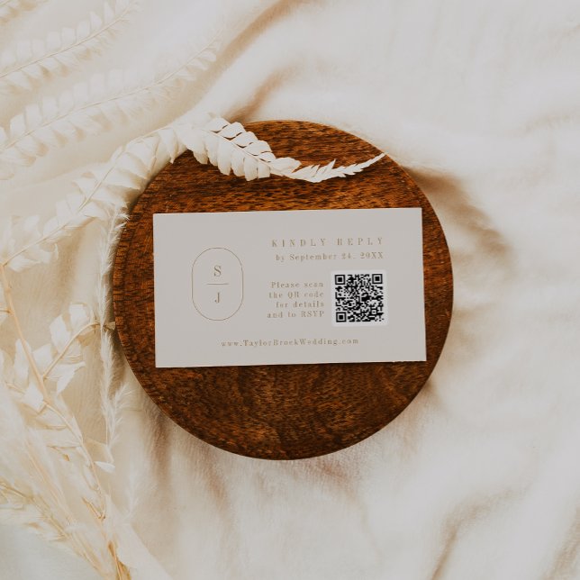 SHYLAH QR Code Gold Cream Boho Wedding RSVP Cards (SHYLAH QR Code Gold Cream Boho Wedding RSVP Cards)