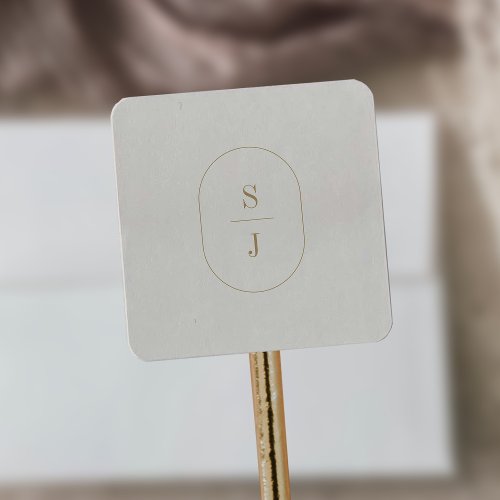 SHYLAH Simple Gold Cream Boho Wedding Monogram Square Sticker