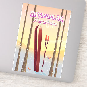 Shymbulak Kazakhstan Ski travel poster Sticker