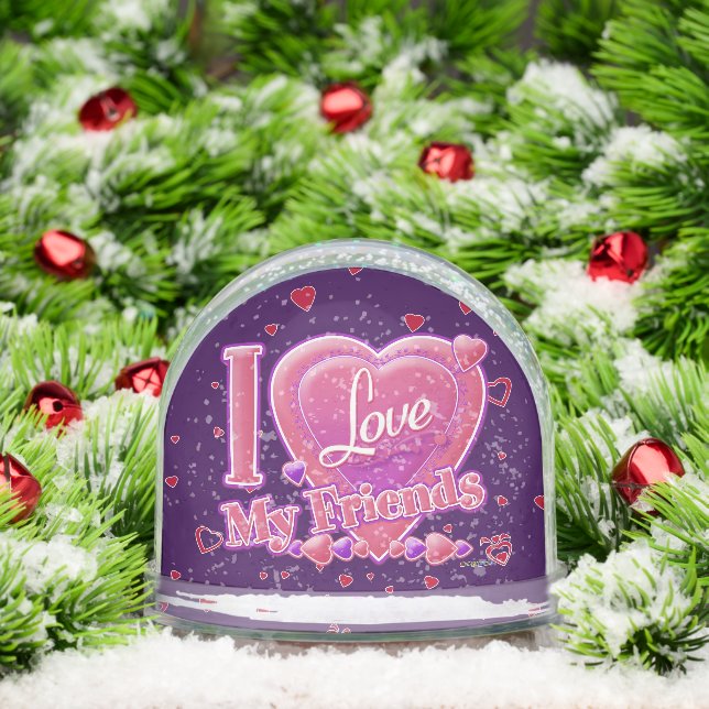 sI Love My Friends pink/purple - heart Snow Globe (Christmas)