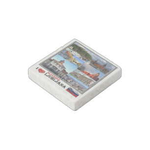 SI Slovenia - Ljubljana - I Love Mosaic - Stone Magnet