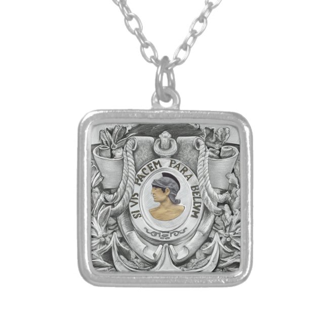 SI VIS PACEM PARA BELLUM SILVER PLATED NECKLACE (Front)