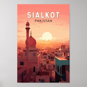 Sialkot Pakistan Travel Art Vintage Poster
