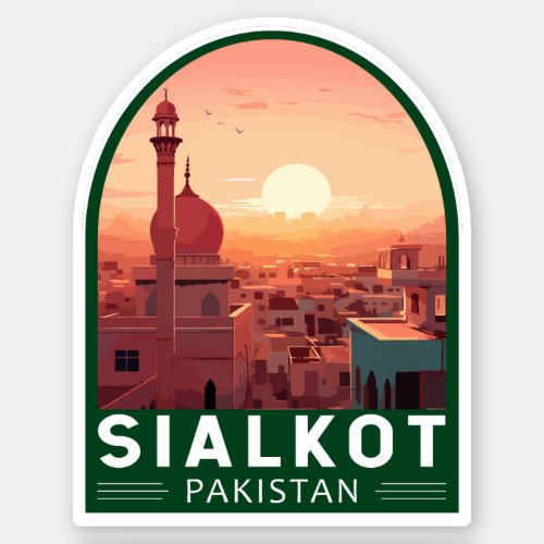 Sialkot Pakistan Travel Art Vintage Sticker