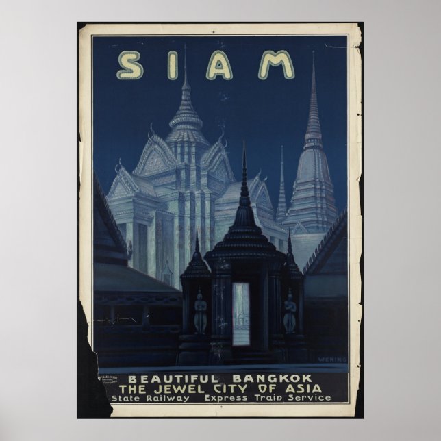 Siam Vintage Travel Poster Ad Retro Prints (Front)