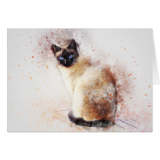 Siamese | Abstract | Watercolor Cards (Front Horizontal)