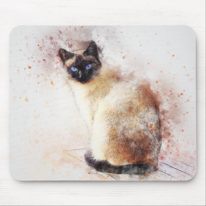 Siamese | Abstract | Watercolor Mouse Pad