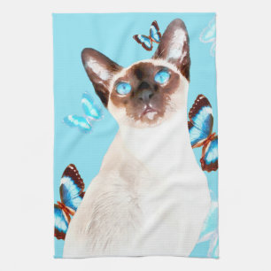 Siamese And Butterflies Towel