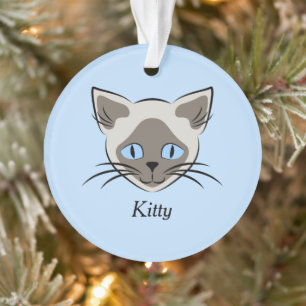 Siamese Blue Eyed Cat Faces Graphic Art Ornament