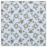 Siamese Blue Eyed Cat Faces Graphic Art Pattern Fabric