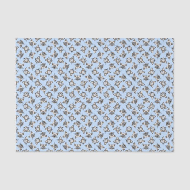 Siamese Blue Eyed Cat Faces Graphic Art Pattern Tissue Paper (Front)