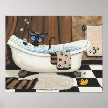 Siamese Bubble Bath Poster by AmyLynBihrle at Zazzle